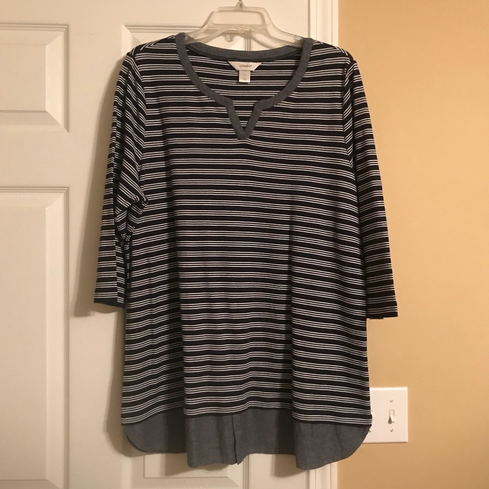 Stripe Top w/ Chambray Details